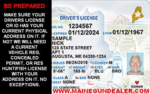 Real Maine Drivers License ID selling purchasing firearms