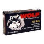 Wolf 223 Rem 55gr HP Steel Case 20rds Ammunition