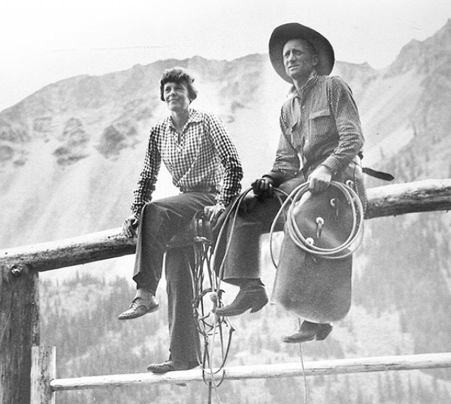 Carl Dunrud Cowboy from Wyoming with Amelia Earhart Maine