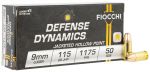 Fiocchi 9mm JHP 115gr 50rd Ammo
