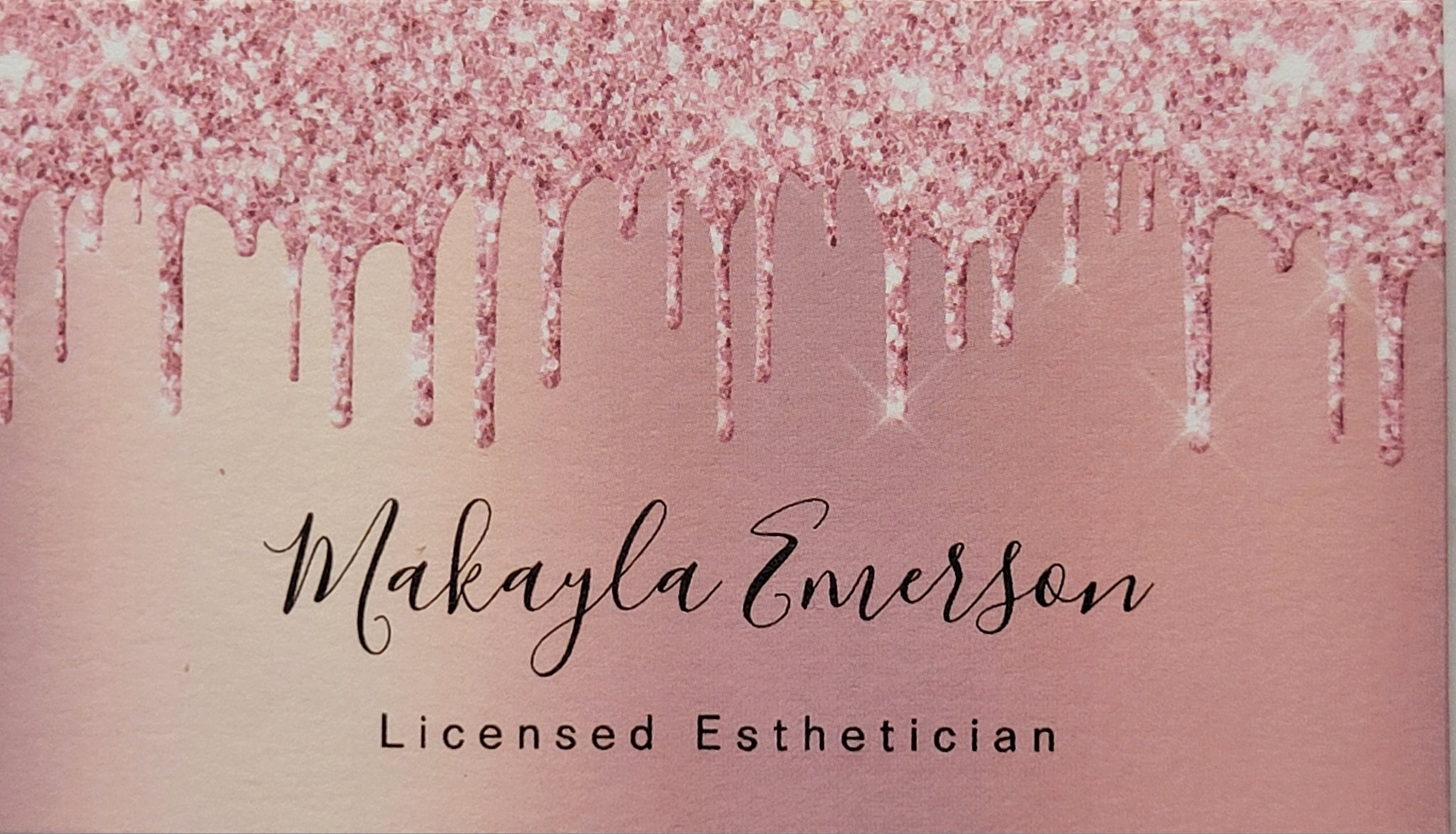 Makayla's Business Card. Maine Licensed Esthetician